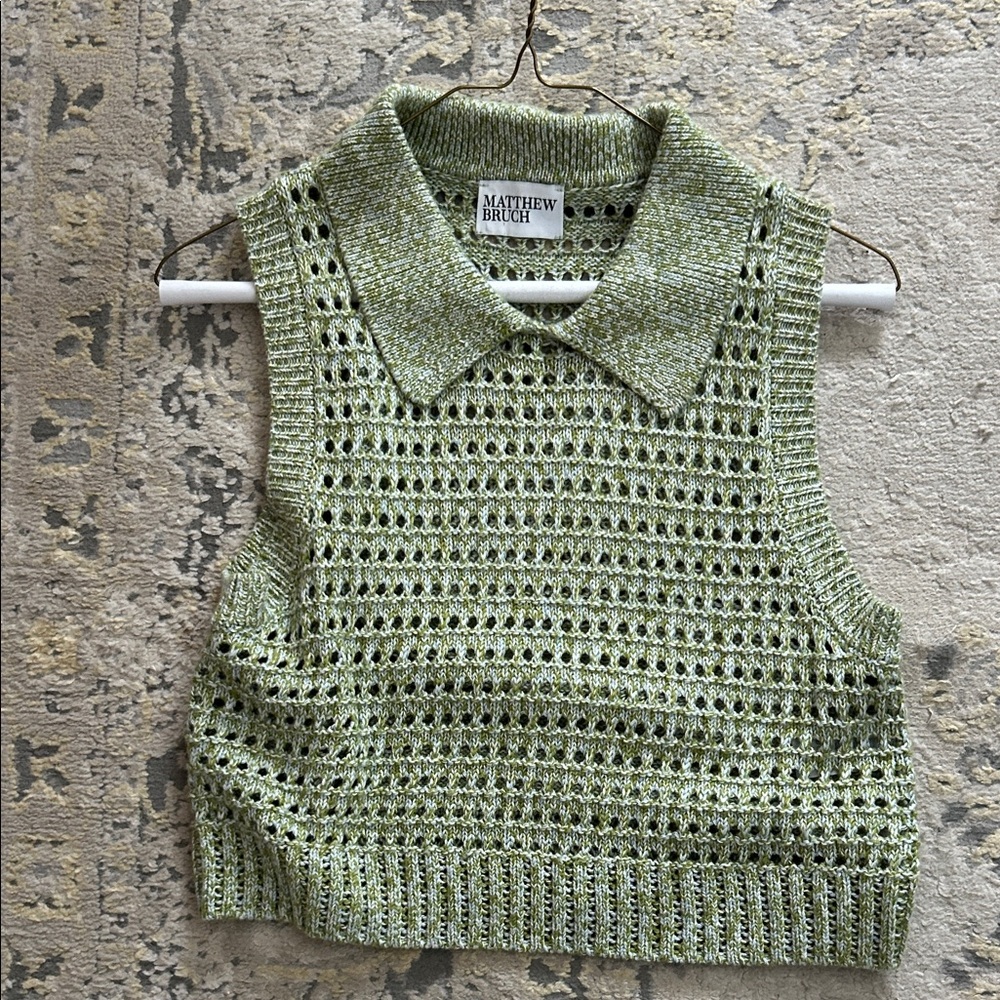 Matthew Bruch Olive Green Knit Crop Top